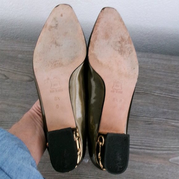 Vintage Piero Amore Patent Leather Horsebit Low Heel Shoes Bronze Shimmer 8.5 - Picture 14 of 16